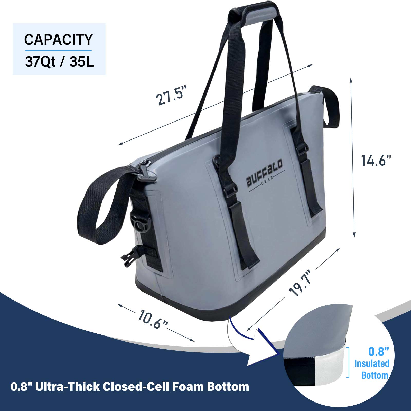 37QT Fish Cooler Bag With Fishing Rod Holder