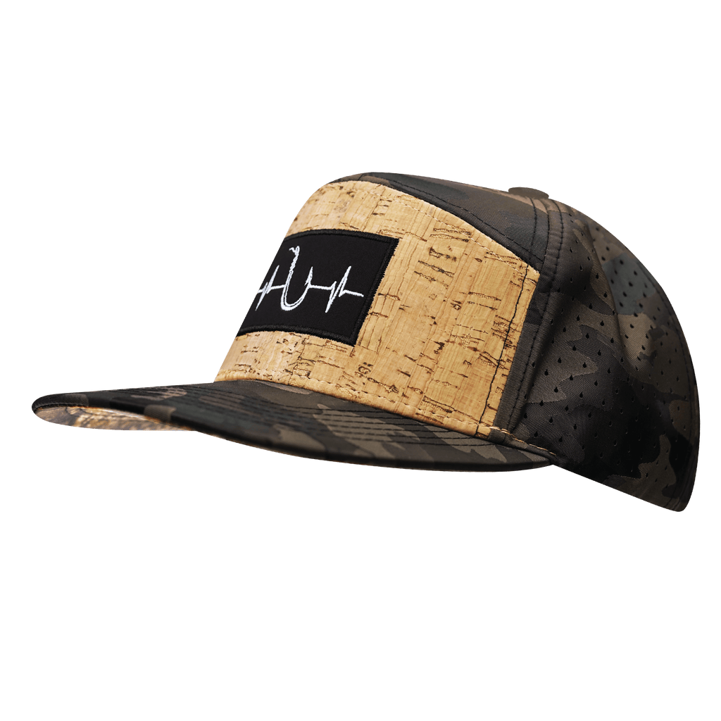 Fishing Hat - Flat Bill - Cork - Tan Camo - Laser Mesh