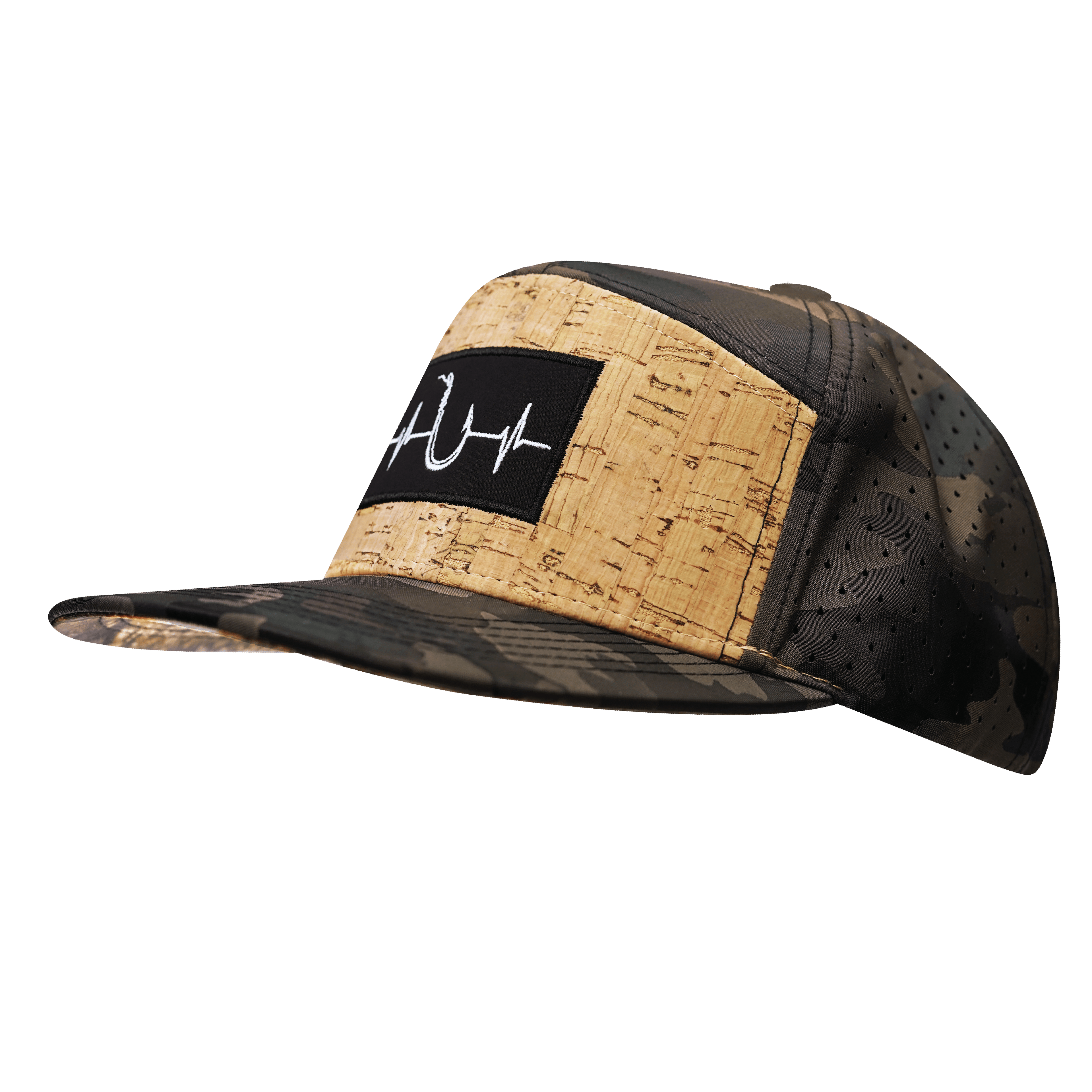 Fishing Hat - Flat Bill - Cork - Tan Camo - Laser Mesh